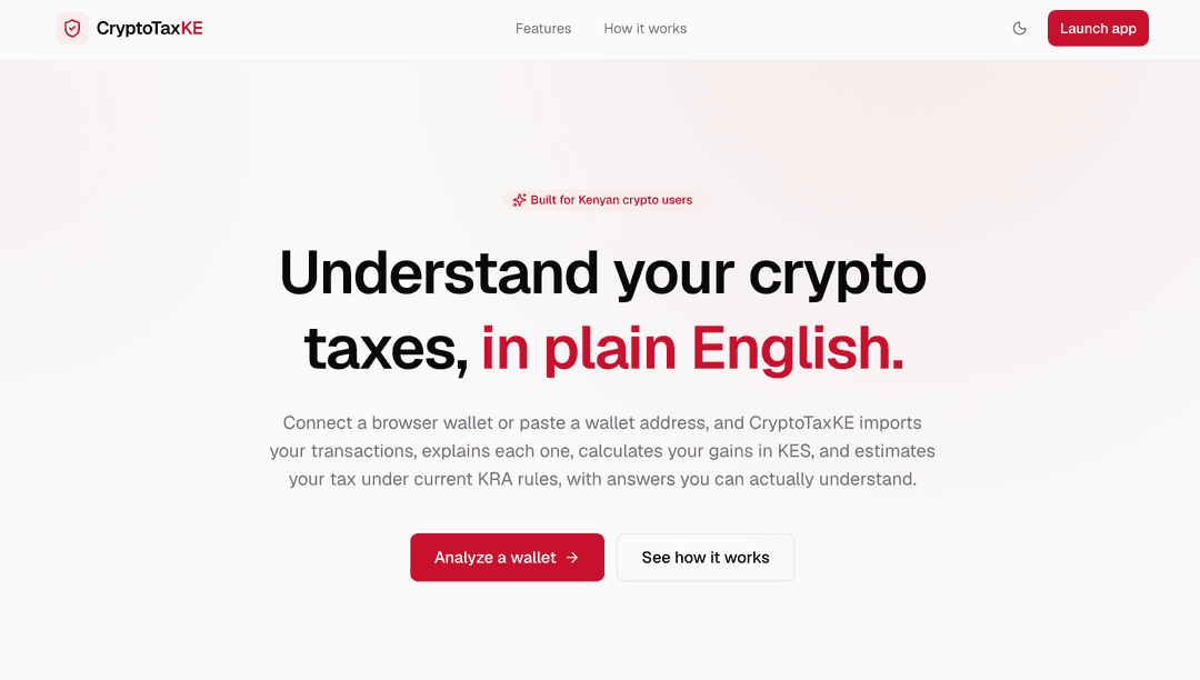 Screenshot of CryptoTaxKE